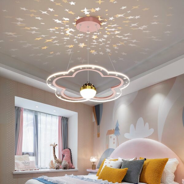 Hanging lamp for nursery in the shape of a cloud, shimmering pink, sparkles in the nursery