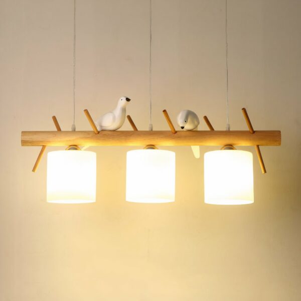 Japanese solid wood bird chandelier