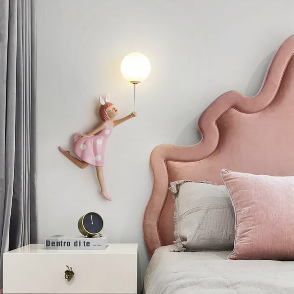 Little pink fairy wall lamp for girls