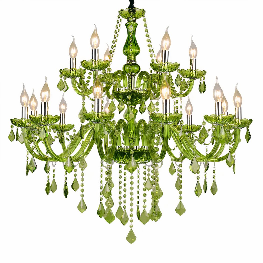Majestic green chandelier in vintage ceiling style