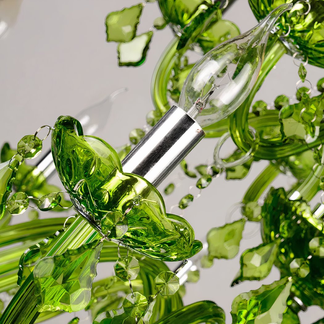 Majestic green chandelier in vintage ceiling style