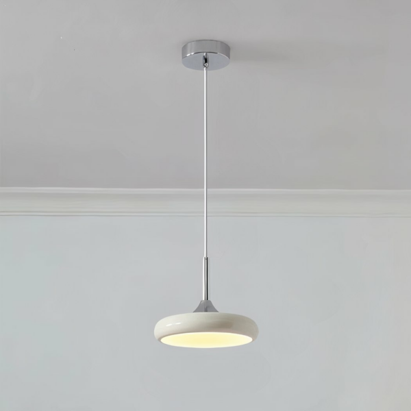 Modern metal LED suspension lamp on grey background