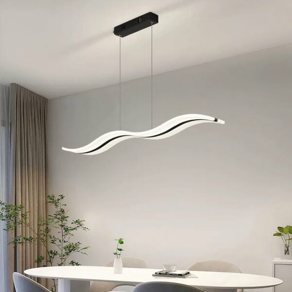Scandinavian-design LED dining room lamp with grey background