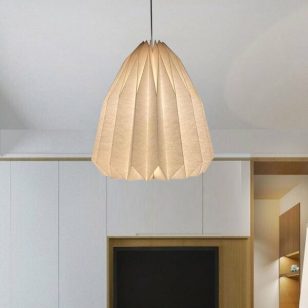 Nordic origami hanging lamp in handmade white paper