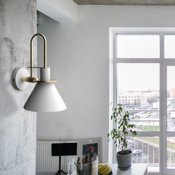 White paperclip-shaped Nordic-style kitchen wall light