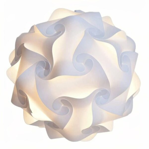 Round Scandinavian white suspension lamp on white background