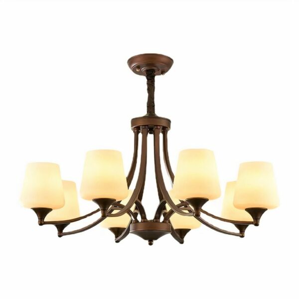 Glass and metal LED ceiling pendant chandelier in retro design