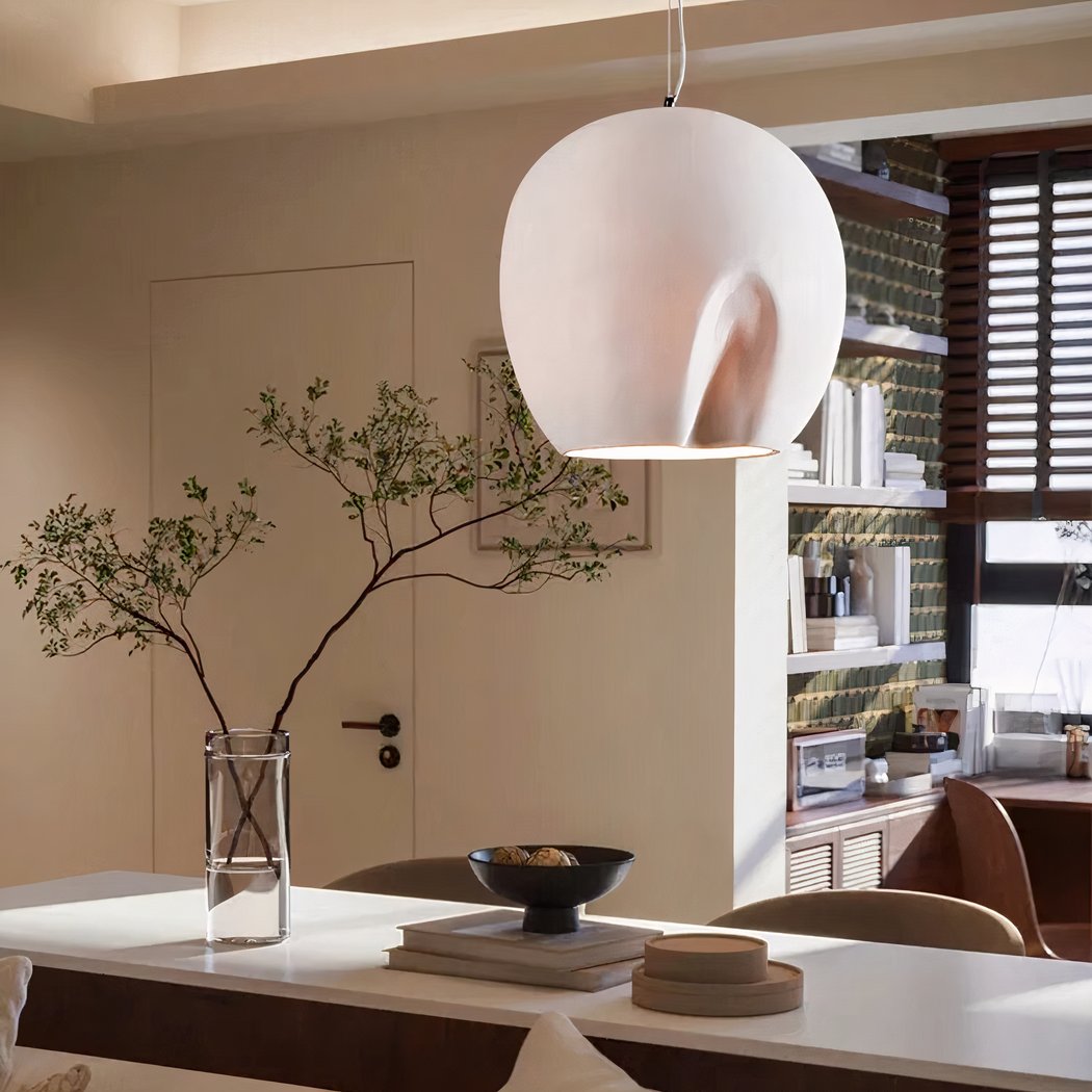 Hanging grey LED chandelier in minimalist Nordic design