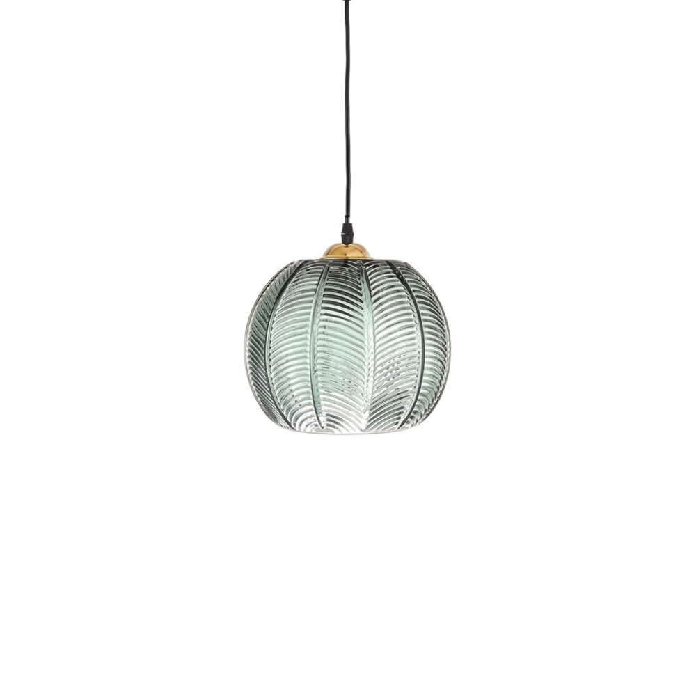 Nordic glass jungle hanging lamp in various sizes on a white background