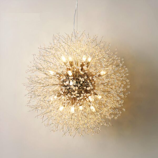 LED crystal dandelion chandelier in modern ball design