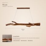 Resin branch chandelier dimensions: 90 cm long, built-in LED strip, satin chestnut brown finish