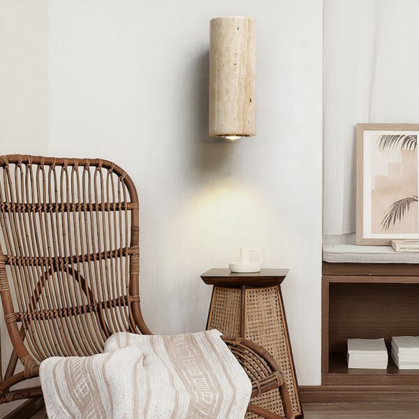Wall light in beige natural stone