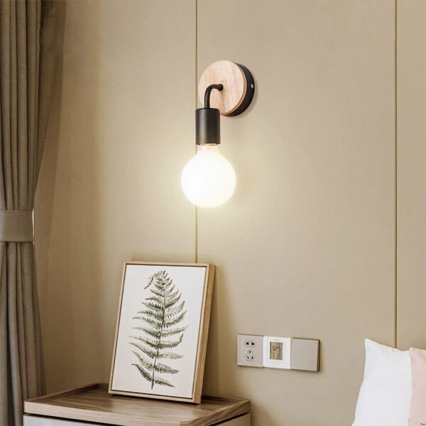 Wired wall light vintage retro bulb shown lit