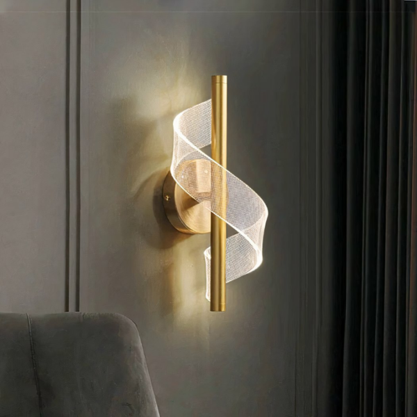 Applique murale LED nordique et luxueuse en acrylique sur fond gris