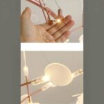 Collage close-up of a hand holding a leaf light bud and a lit leaf detail
