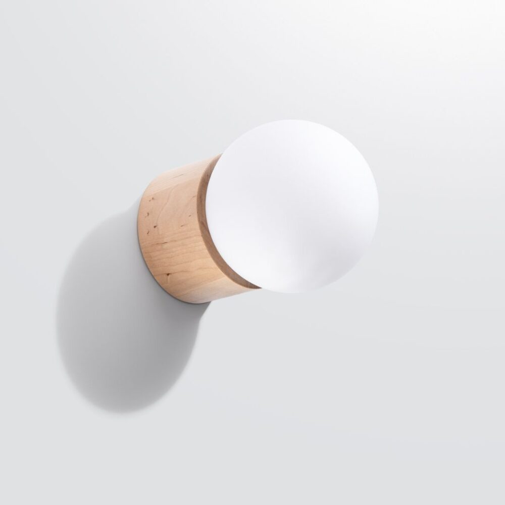 Cylindrical natural wood Scandinavian wall light