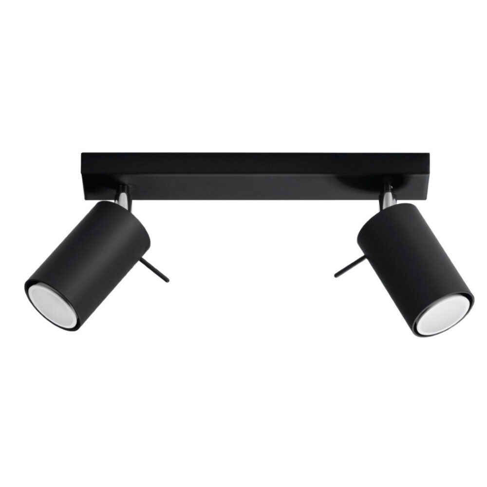 Metal ceiling light with two adjustable spotlights