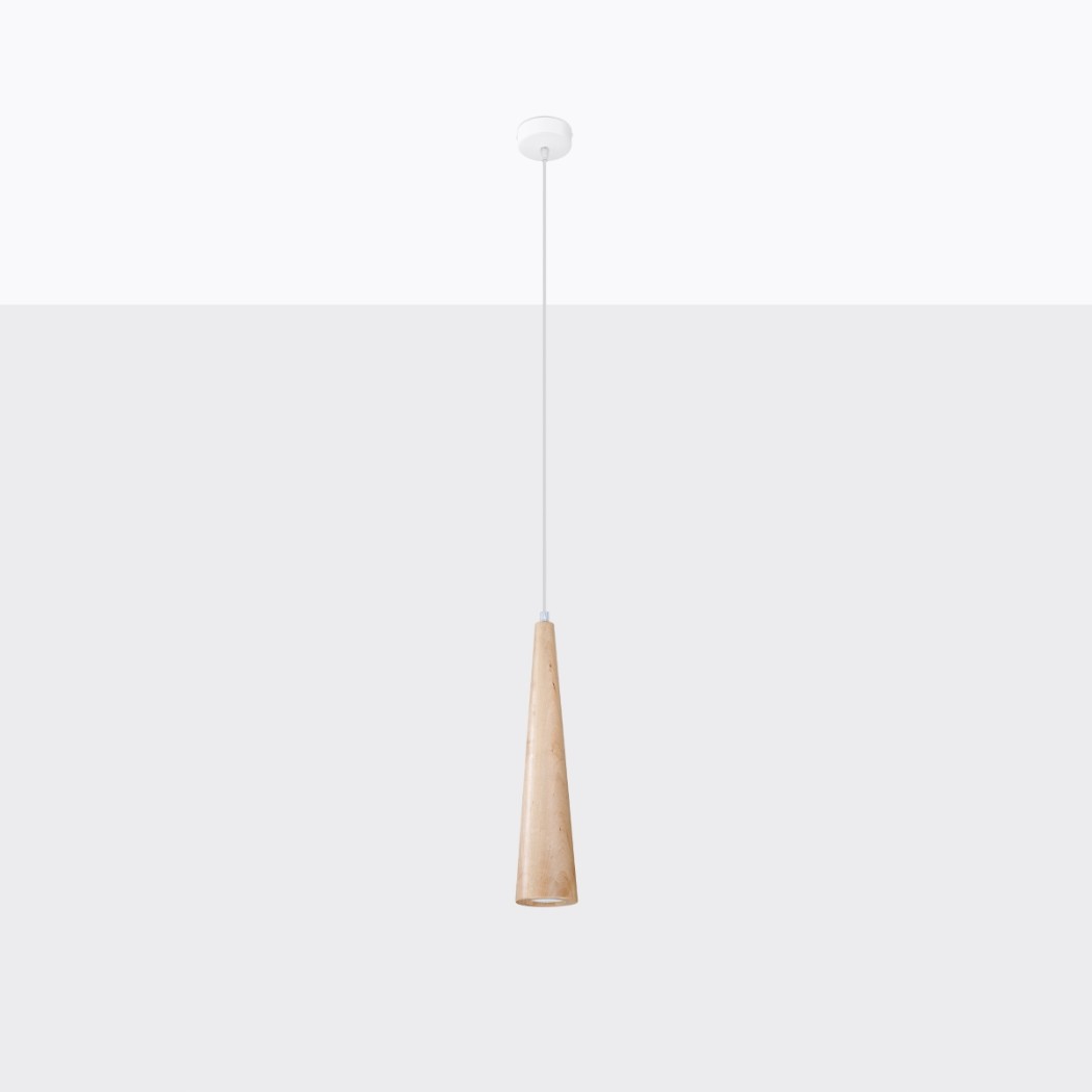 Natural wood pendant light, refined conical design Natural wood pendant light, refined conical design