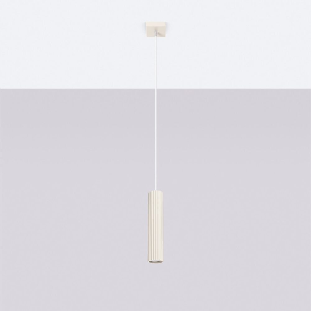 Beige tube pendant lamp with loft spirit