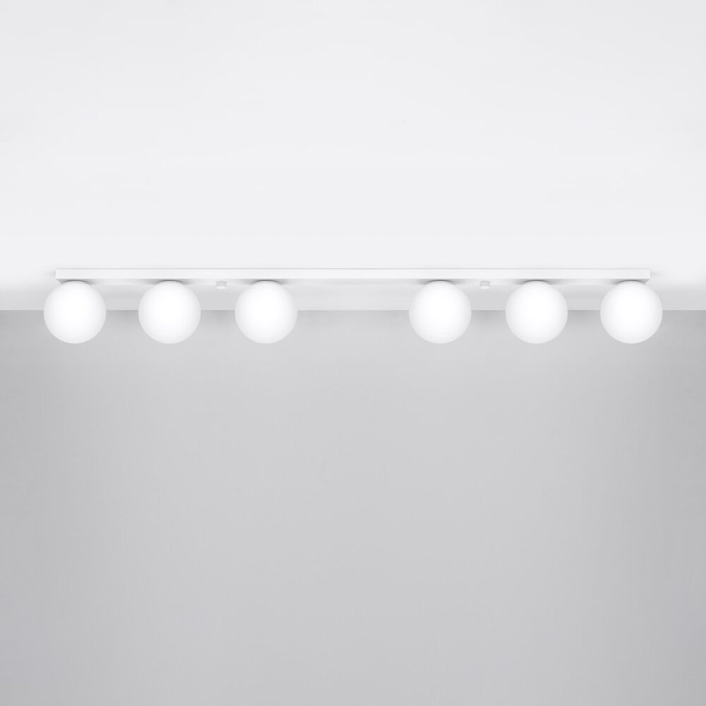 6-sphere metal and glass ceiling light