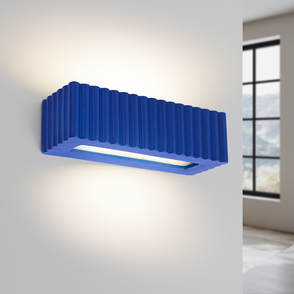 Fluted designer wall light in contemporary colours