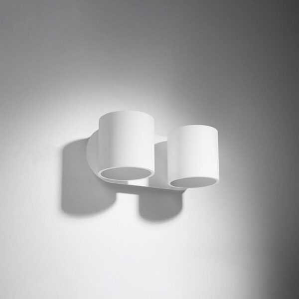 White double cylinder wall light with two offset tube shapes