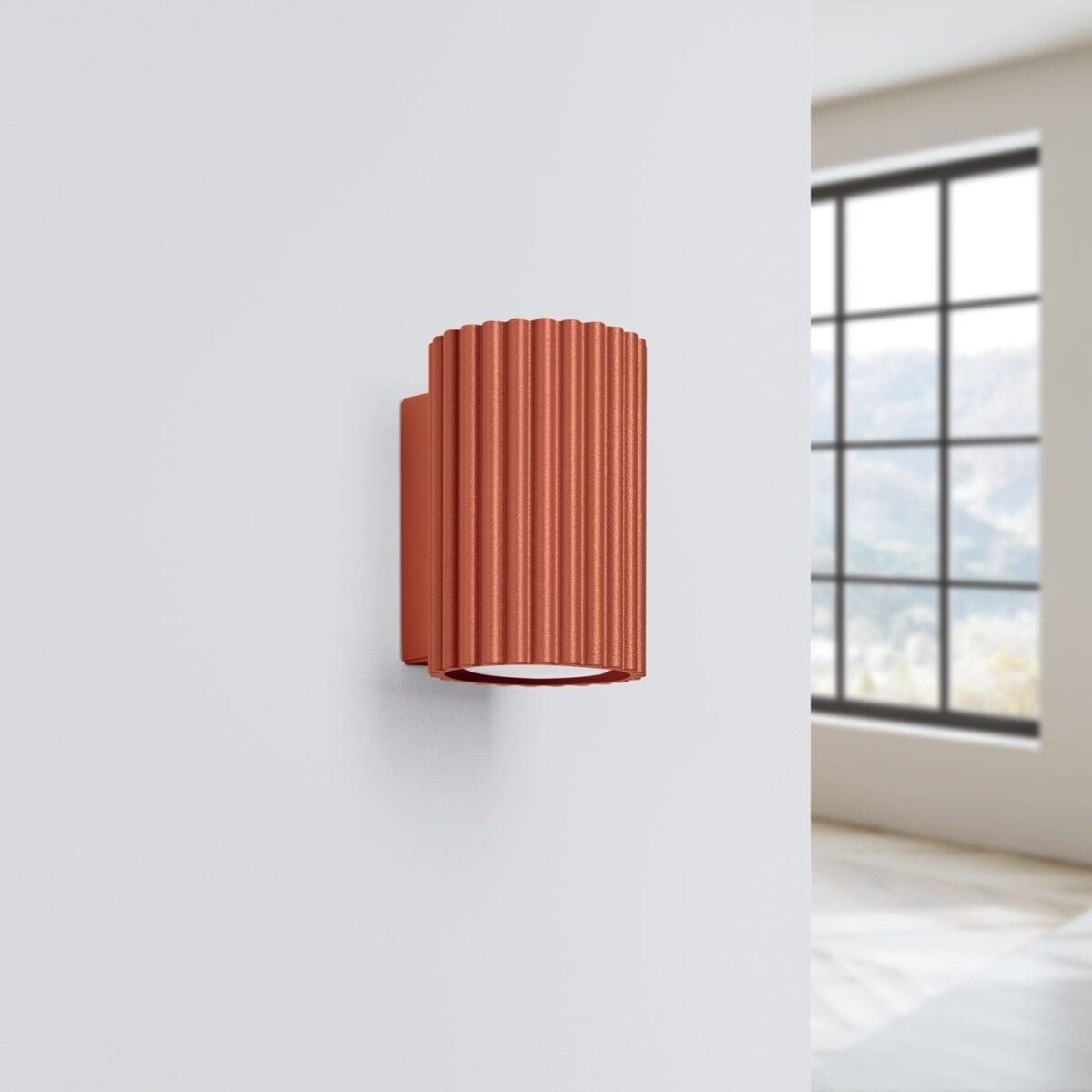 Small Designer Ribbed Metal Wall Light in Trendy Colours IMF1E51 2