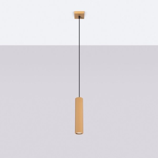 Slim gold fluted tube pendant light