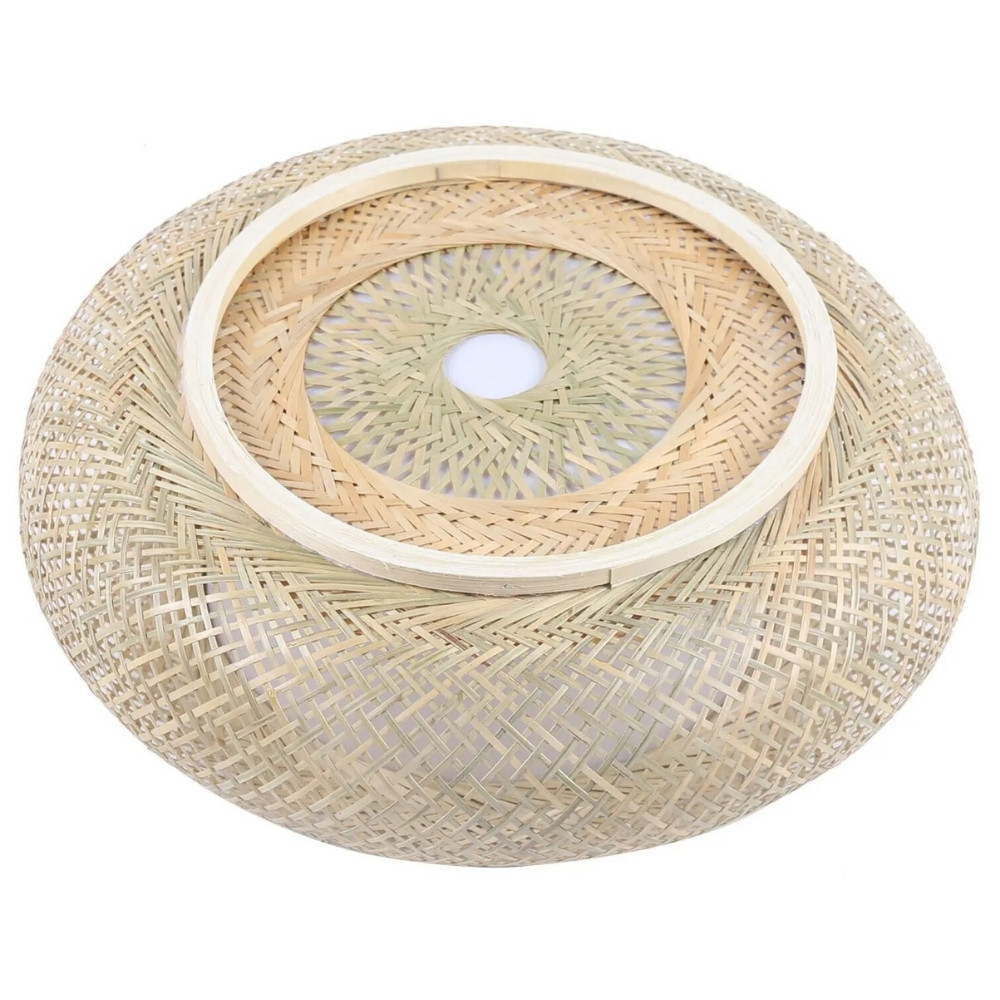 Lustre plafonnier rond en rotin - détail