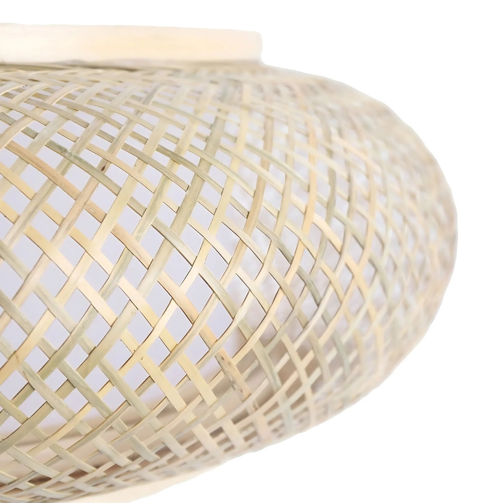 Lustre plafonnier rond en rotin