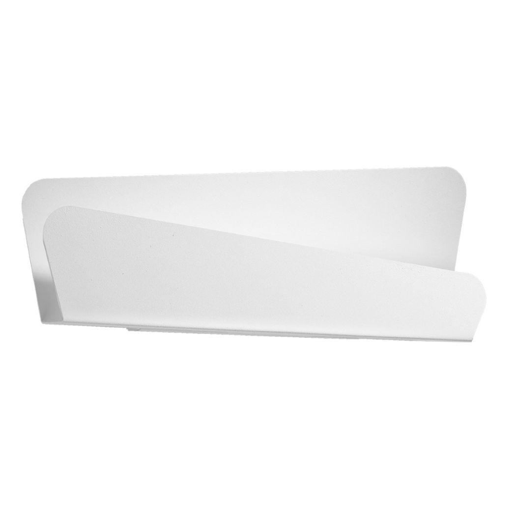 Twisted ribbon shaped white wall light shown as a product shot