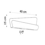 Dimensions diagram of the twisted wall light with 40cm width and 15cm height