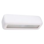 White rounded rectangle wall light shown off with a frosted diffuser strip