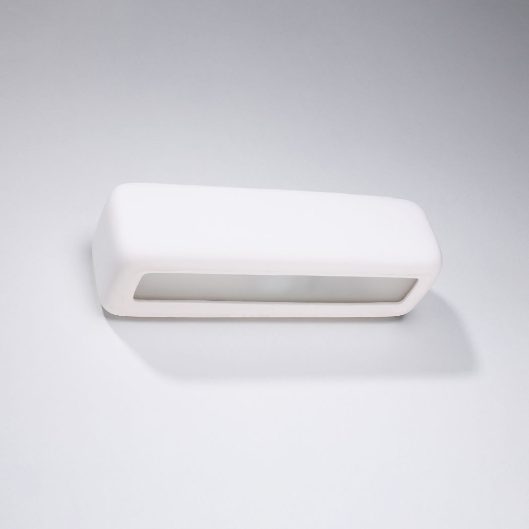 White rounded rectangular wall light with a frosted glass strip