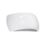Glossy white half moon ceramic wall light shown off against a plain background