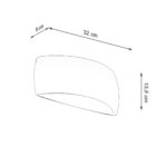 Line drawing of the half moon ceramic wall light with 9, 32 and 13.5 cm dimensions