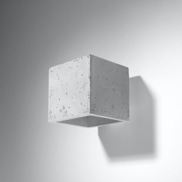 Grey textured concrete cube wall light mounted flush on the wall