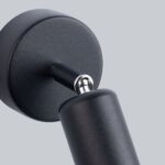 Close-up of the ball joint hinge on the black adjustable wall spotlight