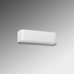 White rectangular wall light with rounded edges against a grey background