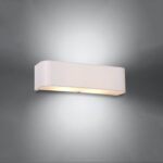 White rectangular wall light with rounded ends glowing softly beneath