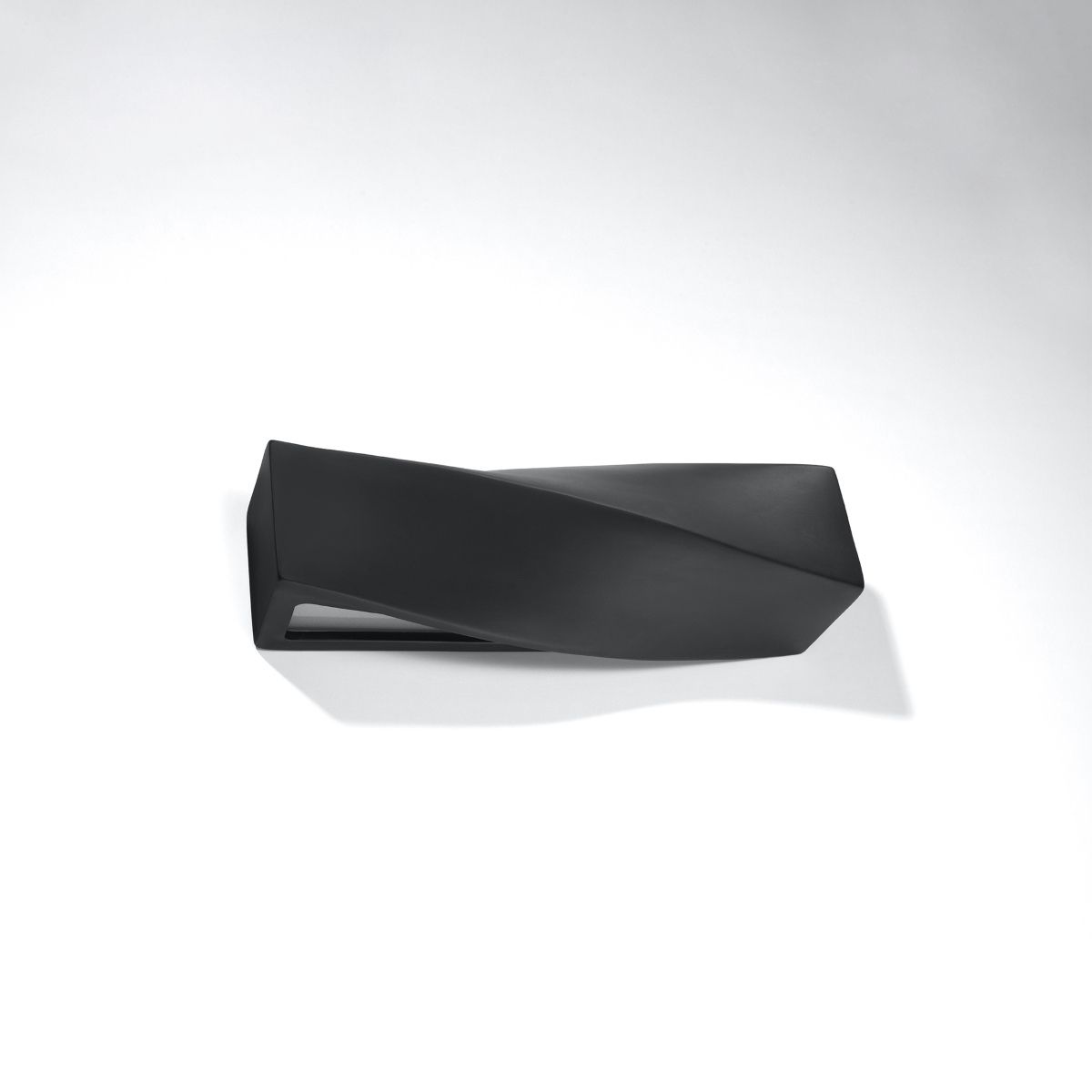 Black angular twisted rectangular wall light with a sculptural shape