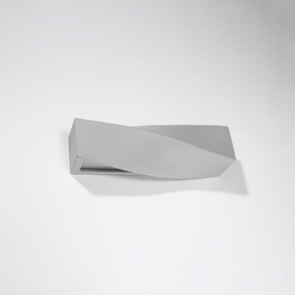 Grey angular wall light with a twisted rectangular form