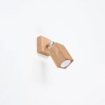 Adjustable oak wood wall spotlight