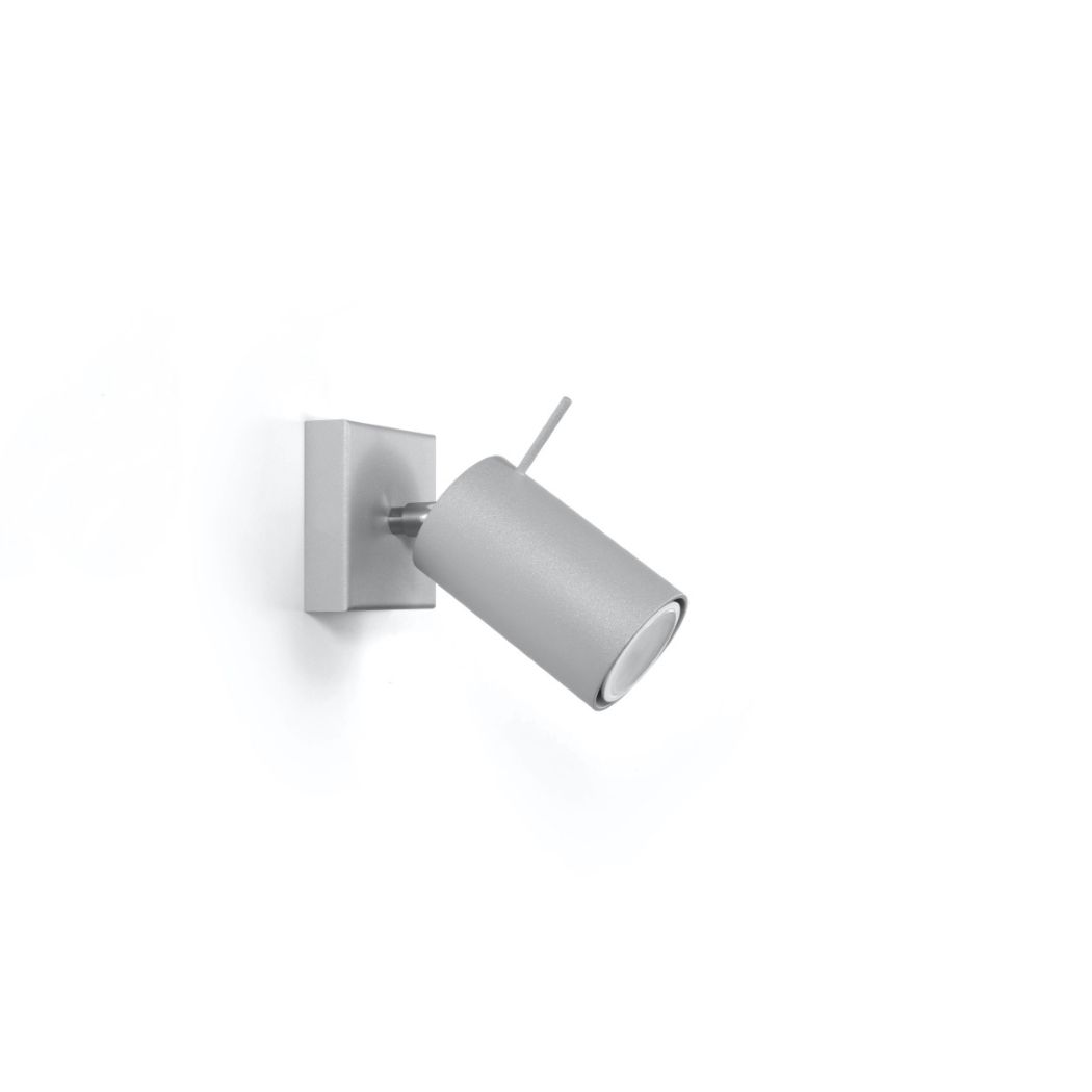 Grey adjustable cylindrical spotlight wall light on a square base