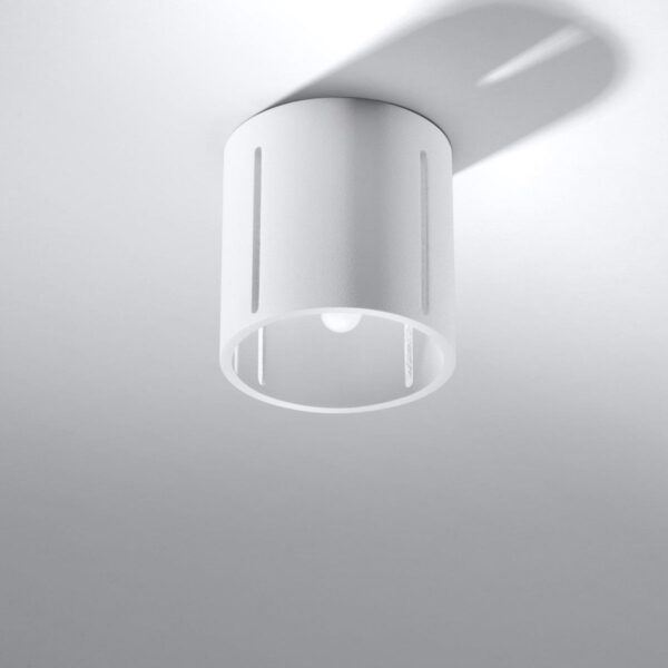 White cylindrical ceiling spotlight with vertical cut-out slits