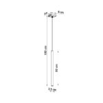 Line drawing of the slim pendant light with 8, 100, 50 and 2.5 cm dimensions