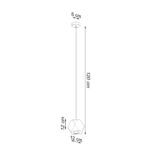 Dimension diagram of a faceted pendant light showing 120cm cord and 12cm shade