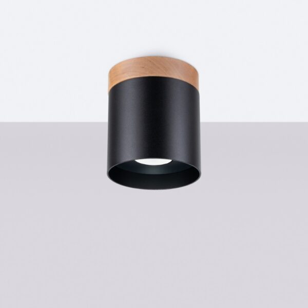 Black and Wood Scandinavian Ceiling Light