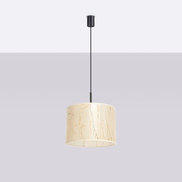 Drum pendant lamp with a marbled beige shade