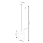 Dimensions diagram of the pendant light showing a 133cm drop and 24cm frame width